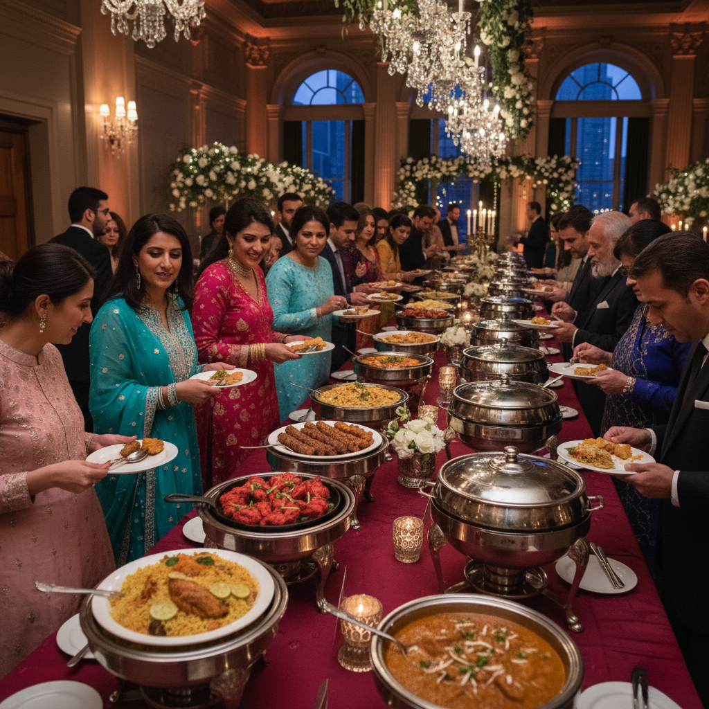 Lavish buffet line at an event