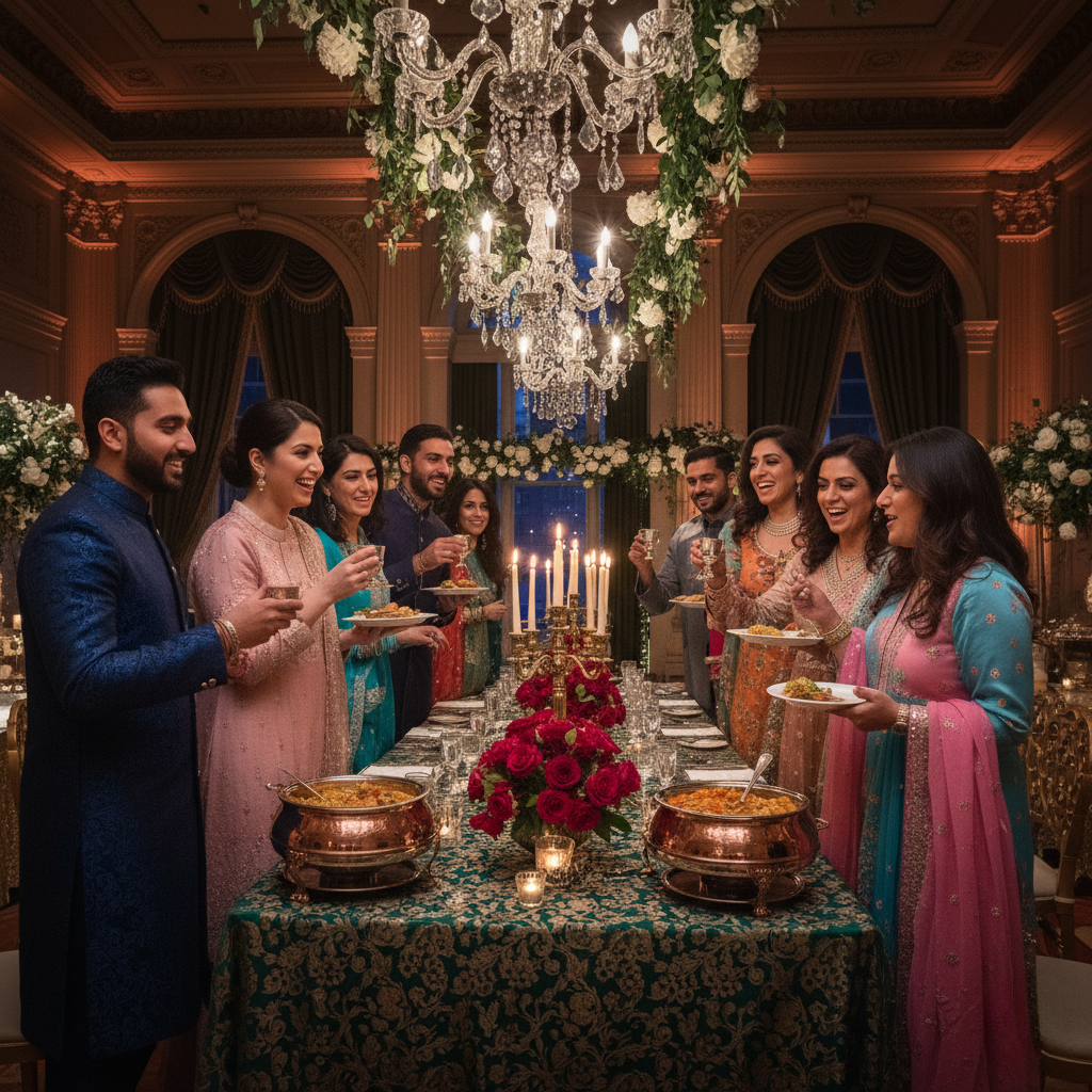 Happy guests enjoying the food