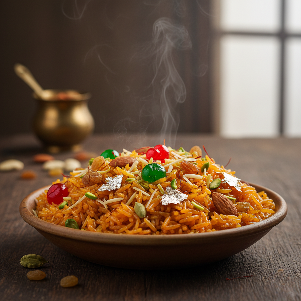 Vibrant and sweet Zarda Matanjan dessert